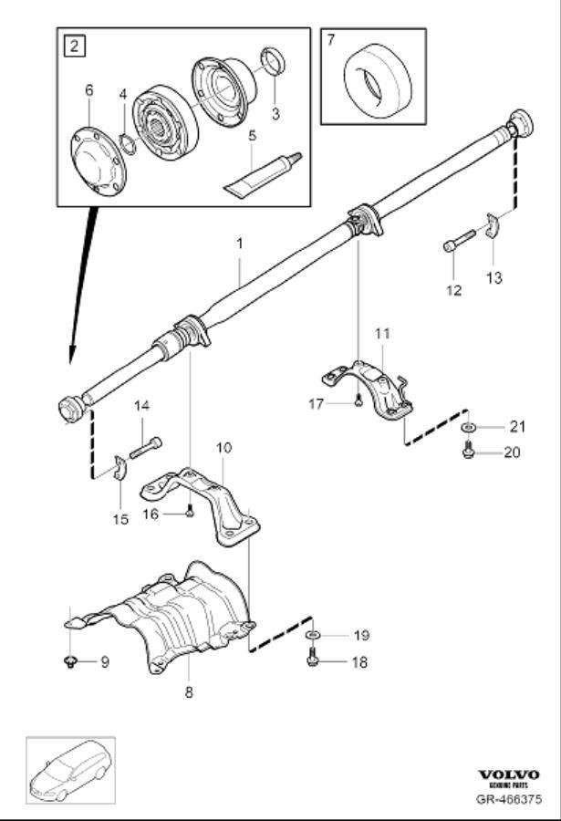 Diagram Propeller shaft for your 2013 Volvo XC70   