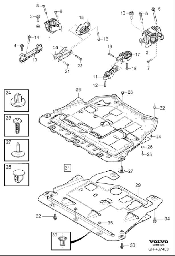 Full size assembly image of Engine mountings (1/1)