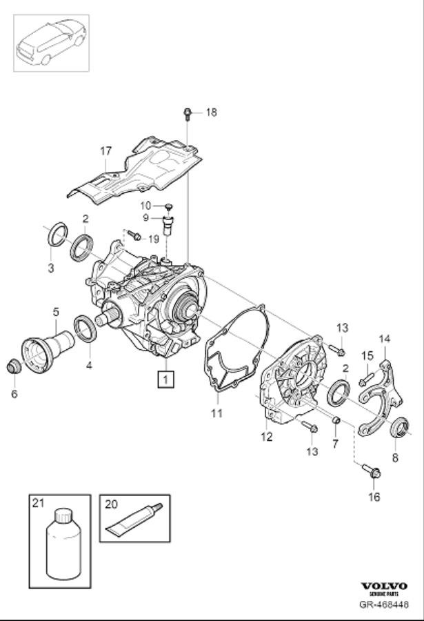 Diagram Adapter gearbox, angle gear and overdrive, Angle gear, bevel gear for your Volvo S90  