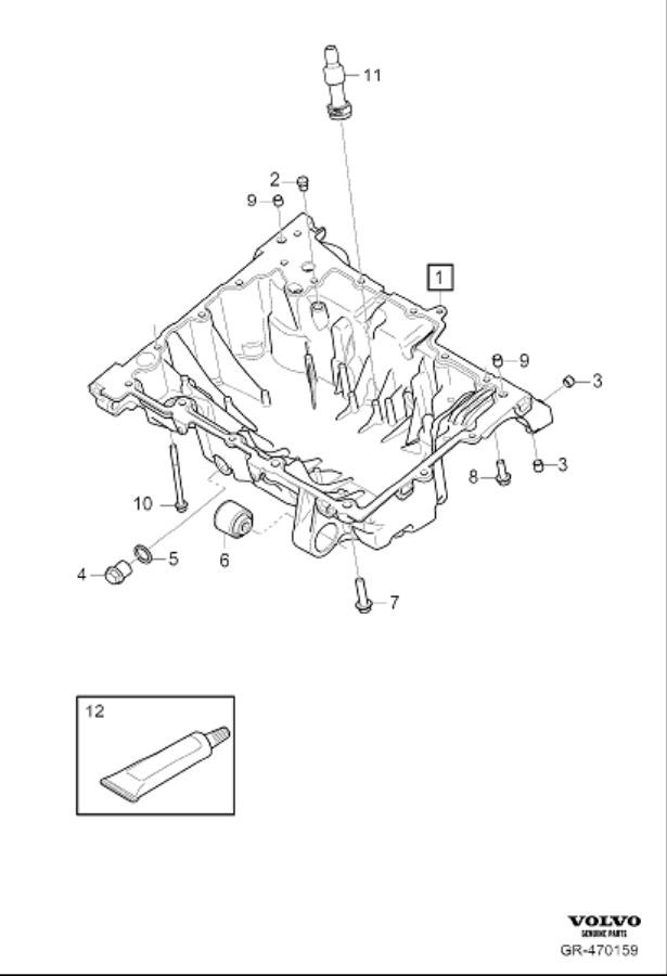 Diagram Oil pan, Sump for your Volvo V60  