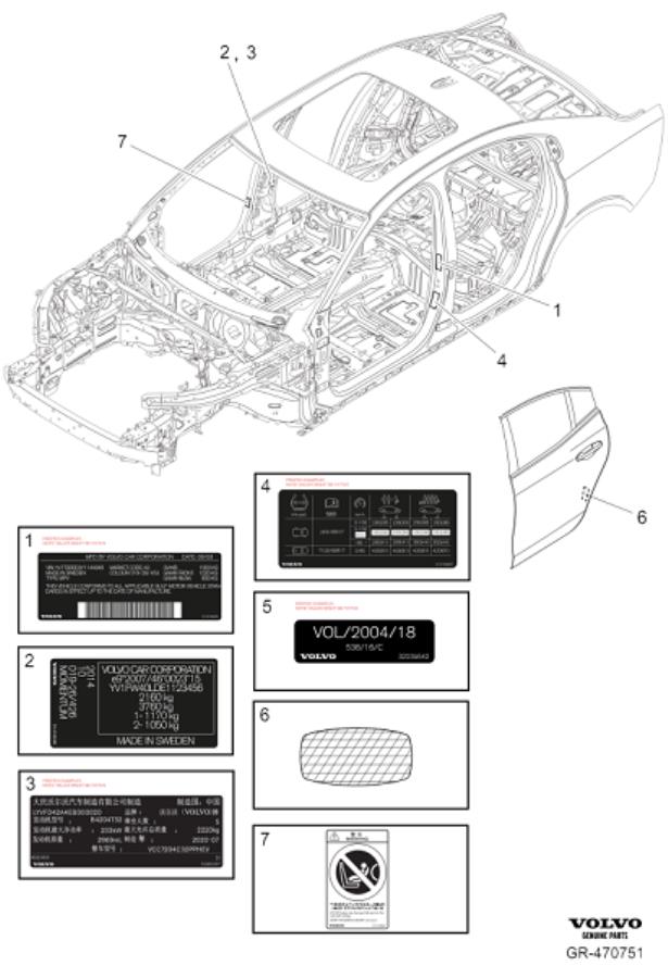 Diagram Decals doors for your 2019 Volvo S60   