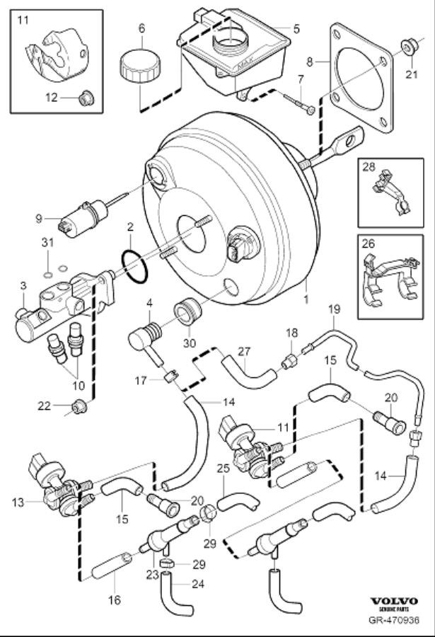 Diagram Master cylinder, power brake booster for your 2005 Volvo XC90   