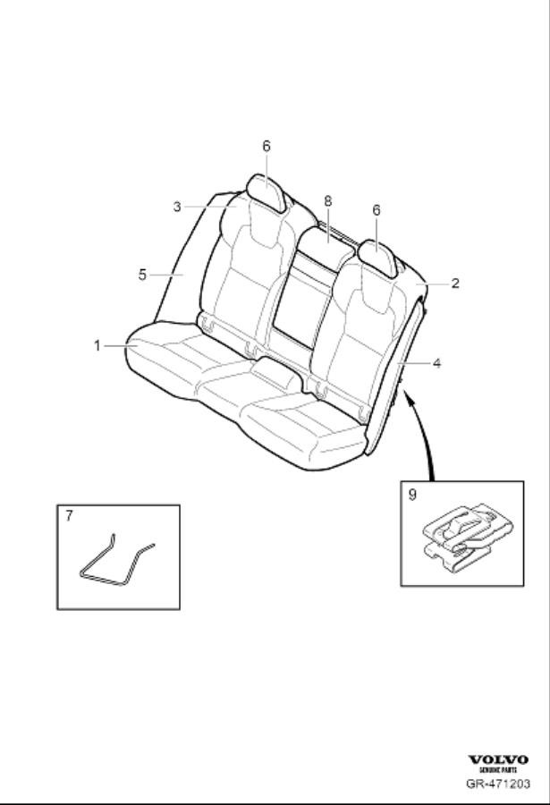Diagram Upholstery rear seat for your 2023 Volvo S90   