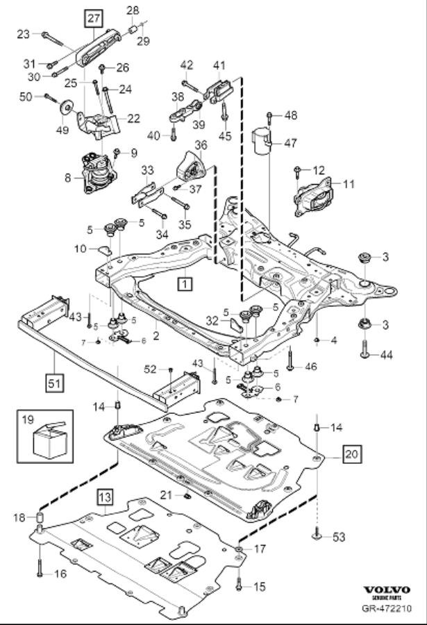 Diagram Engine mountings for your 2010 Volvo XC60   