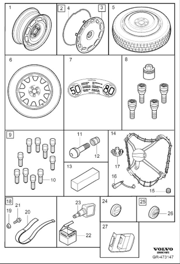 Diagram Wheel equipment for your Volvo S60  