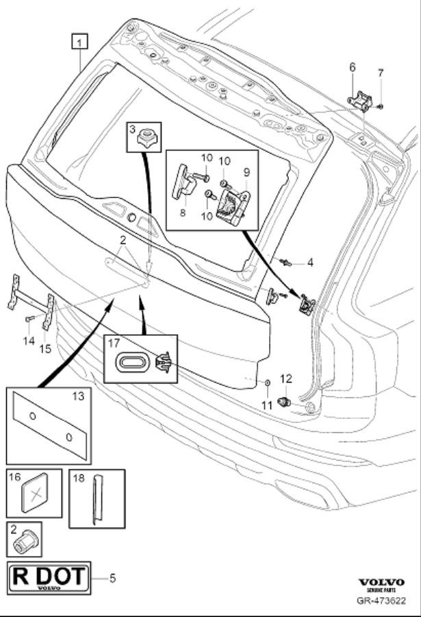 Diagram Boot lid, tailgate, Trunk lid, tailgate for your 2024 Volvo XC90   