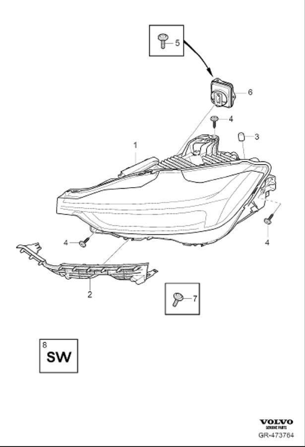 Diagram Headlights, headlamps for your Volvo XC60  