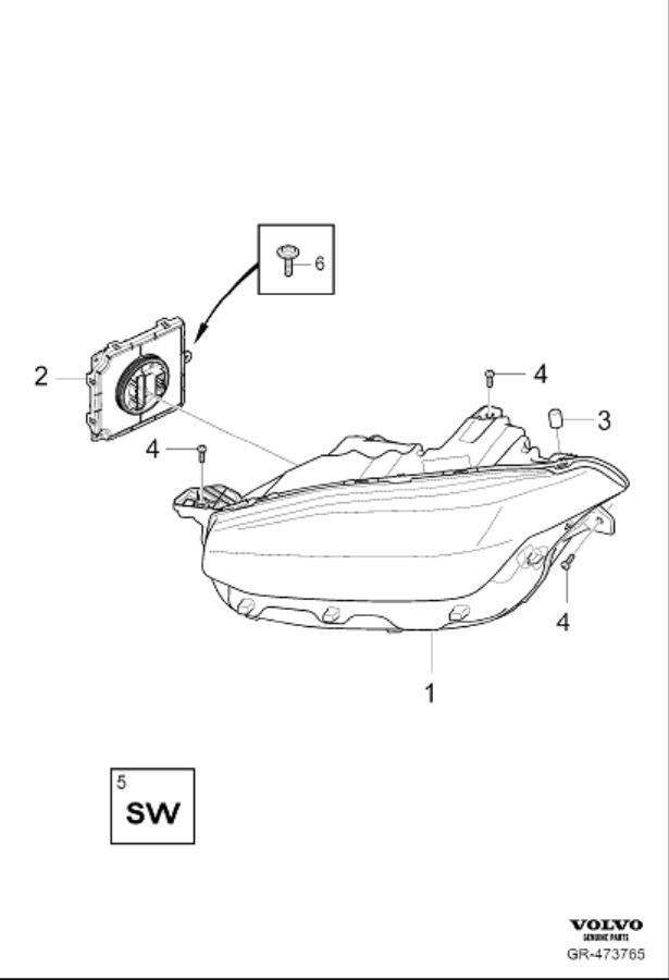 Diagram Headlamps, Headlights for your 2004 Volvo V70   