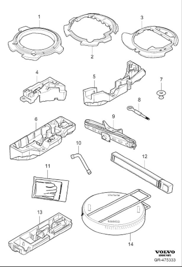 Diagram Tools and jack for your 2010 Volvo XC60   