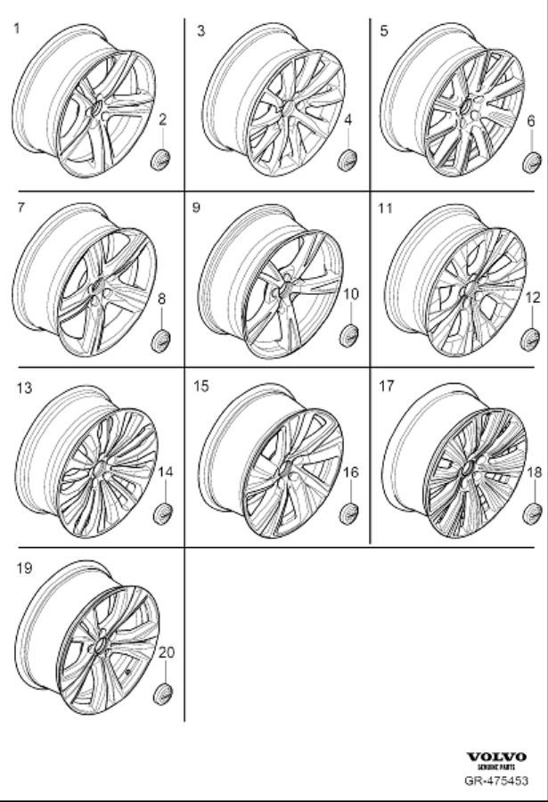 Diagram Aluminium rims 18" for your 2003 Volvo V70   