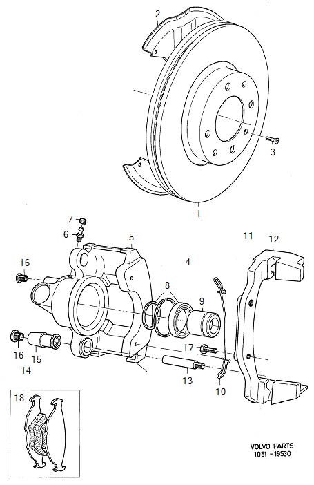Diagram Front wheel brake, ventilated disc for your Volvo