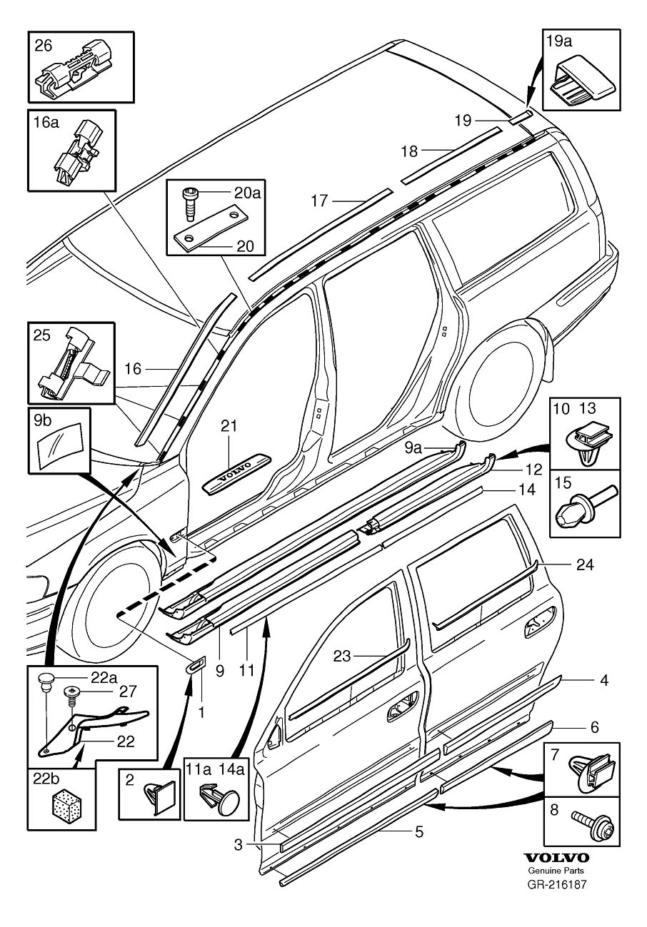 Diagram Trim mouldings for your 2014 Volvo S60   
