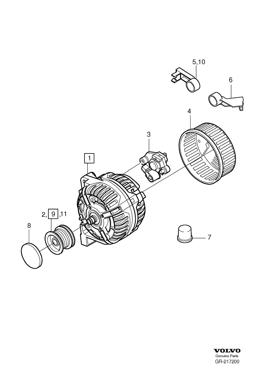 Full size assembly image of Alternator, generator (ac) (1/6)