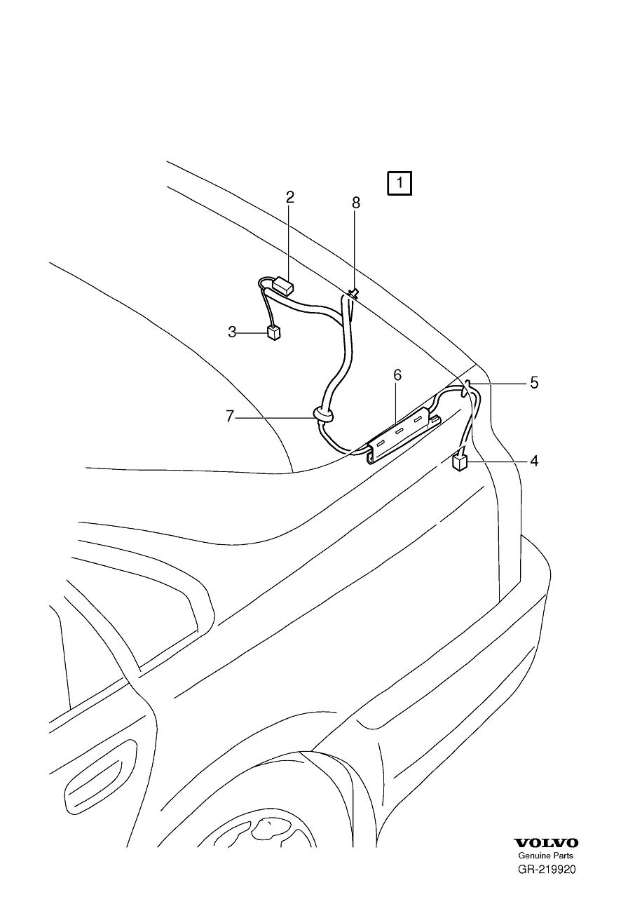 Diagram Cable harness, trunk lid for your Volvo S60  