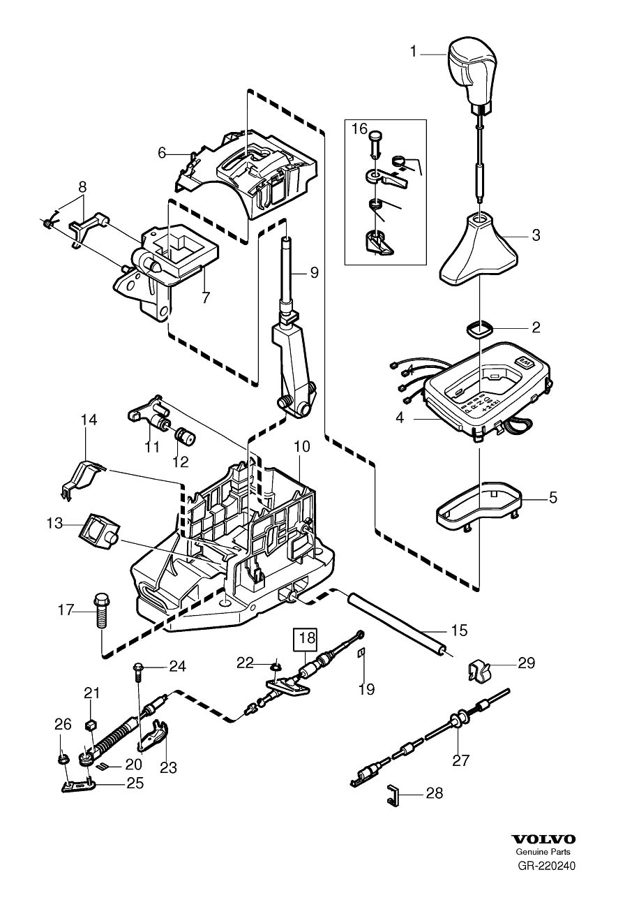 Diagram Gearshift, shift control for your Volvo S60  