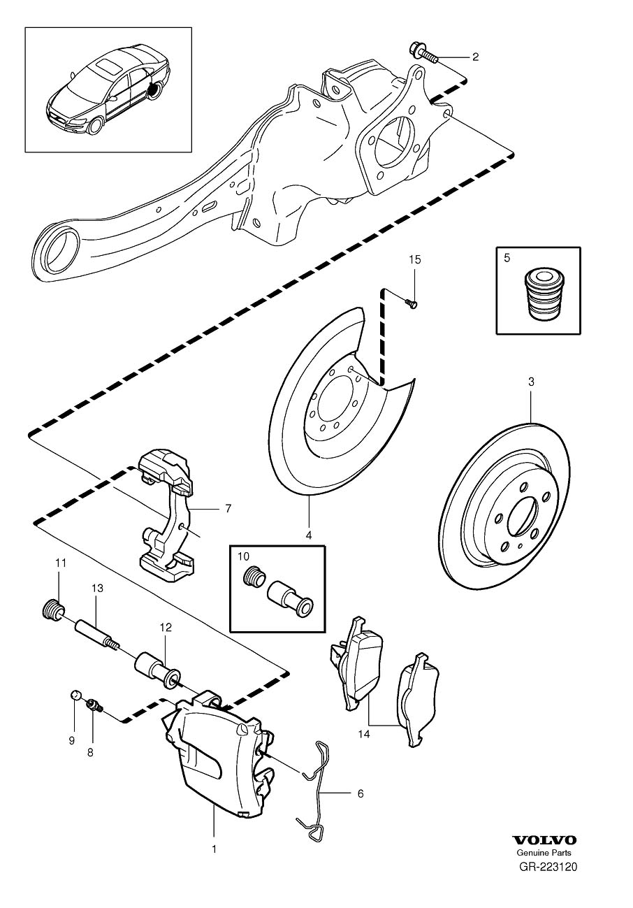 Diagram Rear wheel brake for your 2005 Volvo S40   