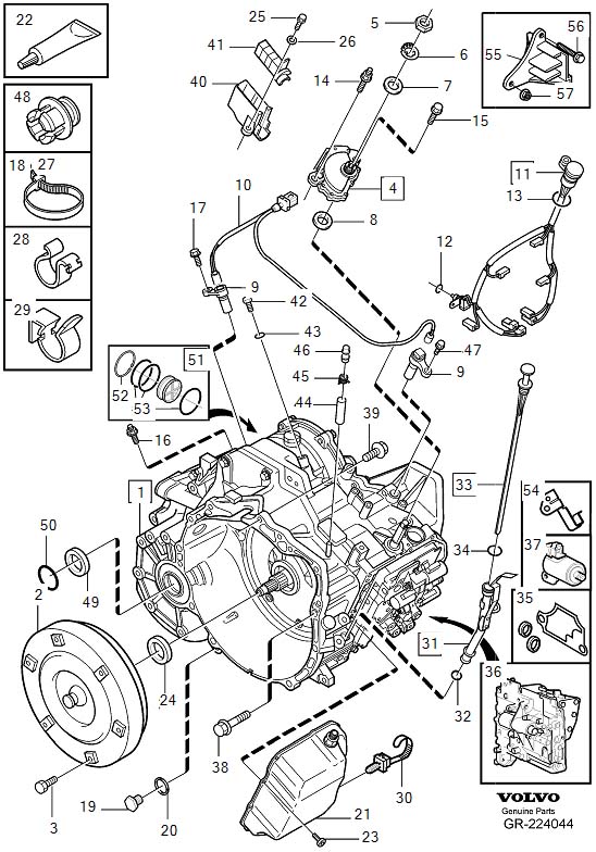 Diagram Transmission, automatic, gearbox, automatic for your 2009 Volvo S40   