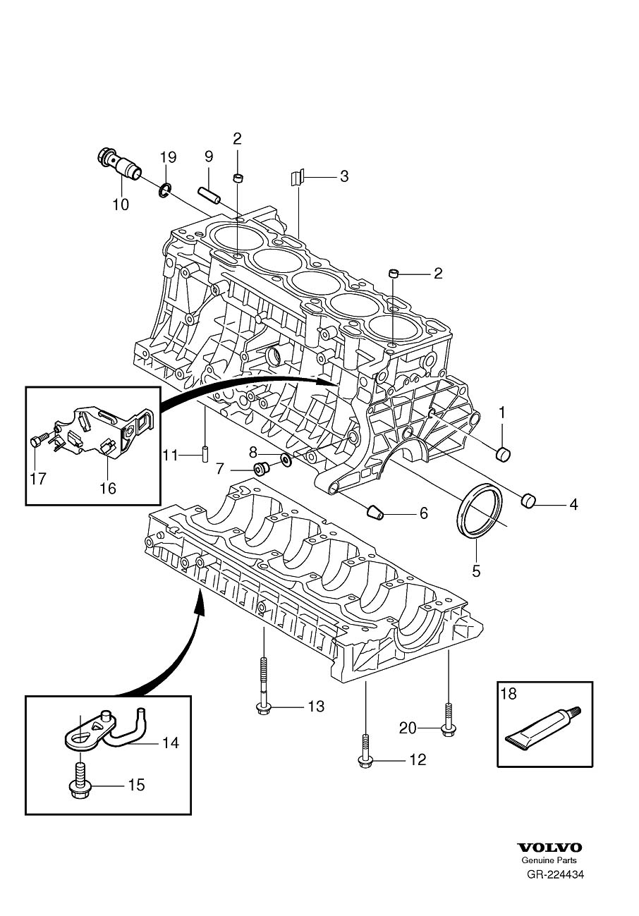 Diagram Engine block, cylinder block for your 2022 Volvo XC60   