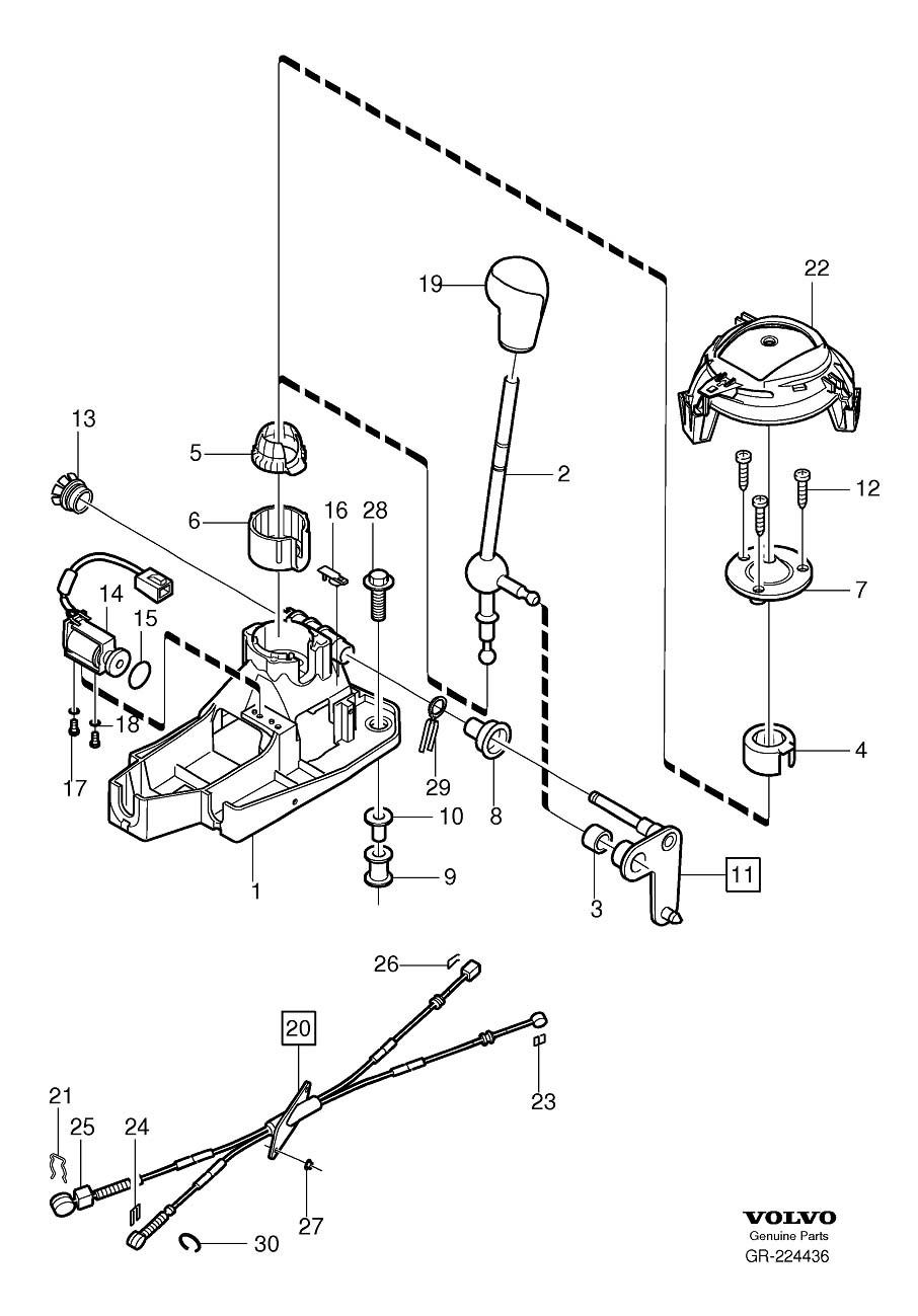 Diagram Gearshift, shift control for your Volvo V70  