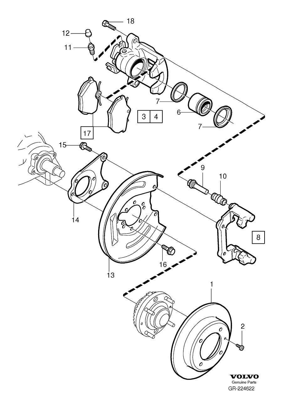 Diagram Rear wheel brake for your Volvo S40  
