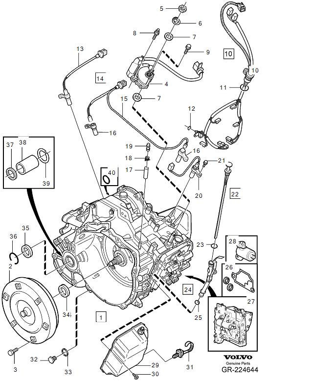 Diagram Transmission, automatic, gearbox, automatic for your Volvo S60 Cross Country  