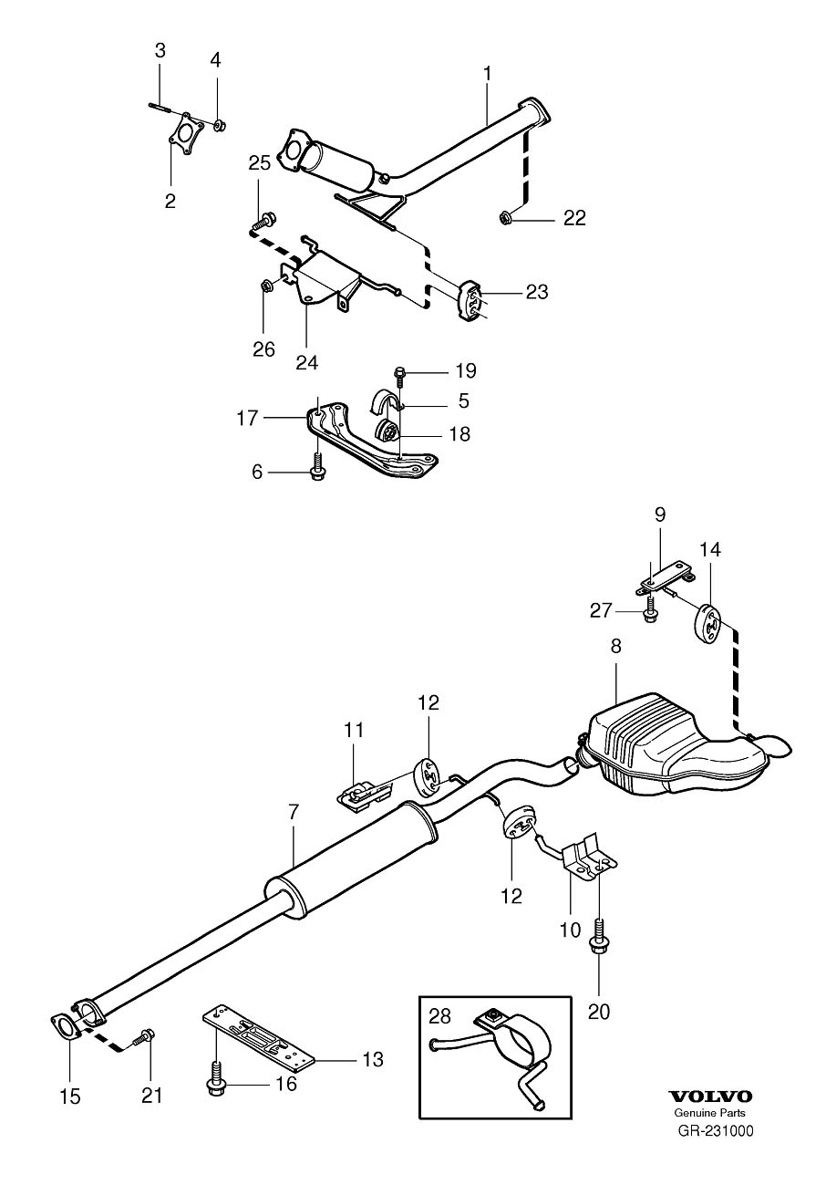 Diagram Exhaust system for your 2023 Volvo V60 Cross Country   