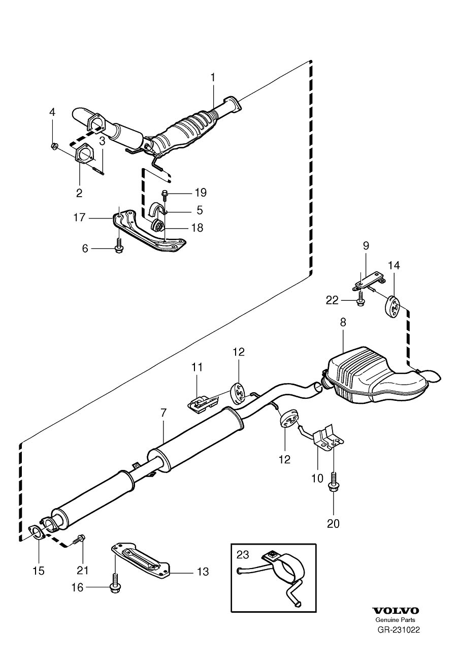 Diagram Exhaust system for your 2008 Volvo V70   