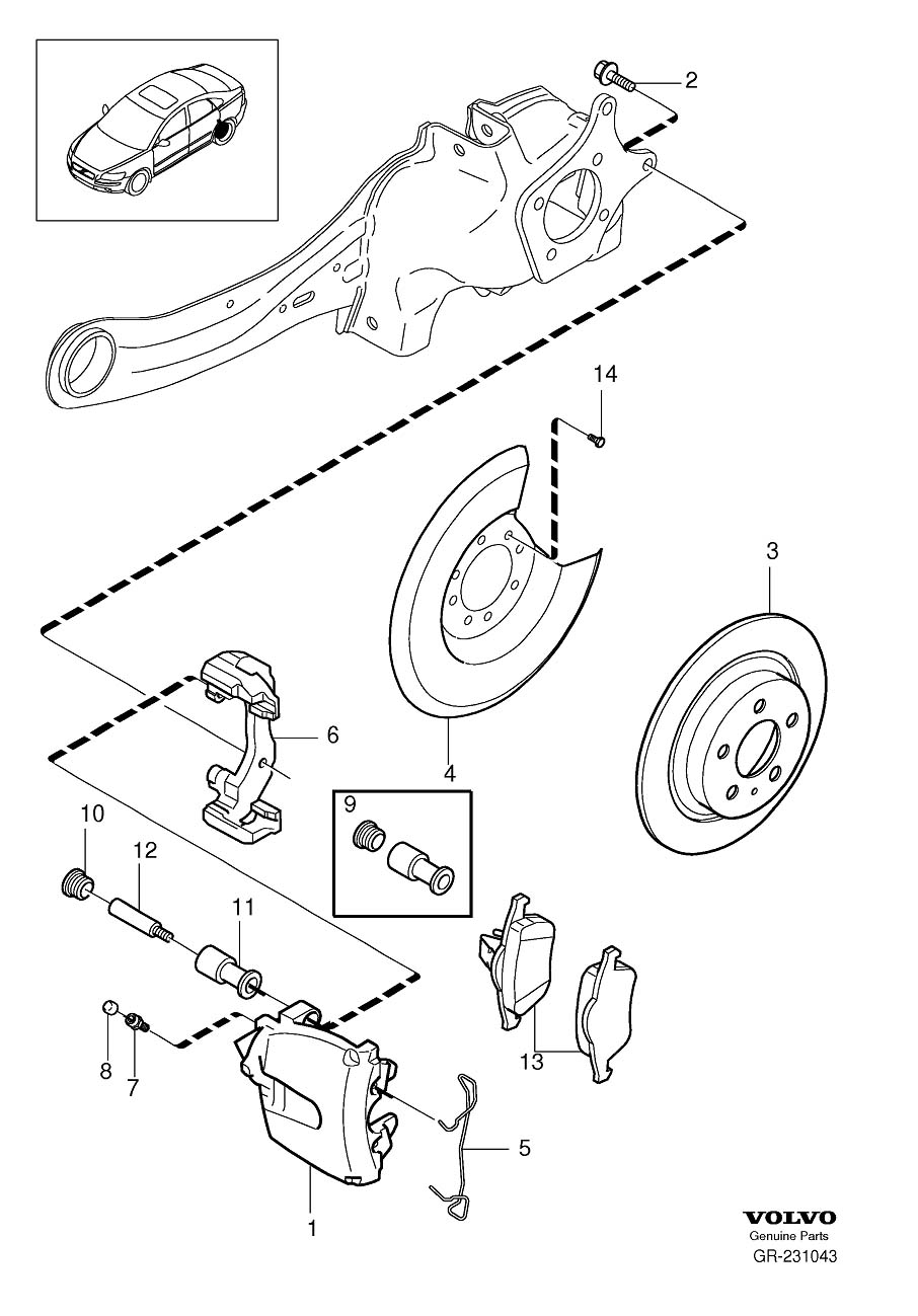Diagram Rear wheel brake for your Volvo