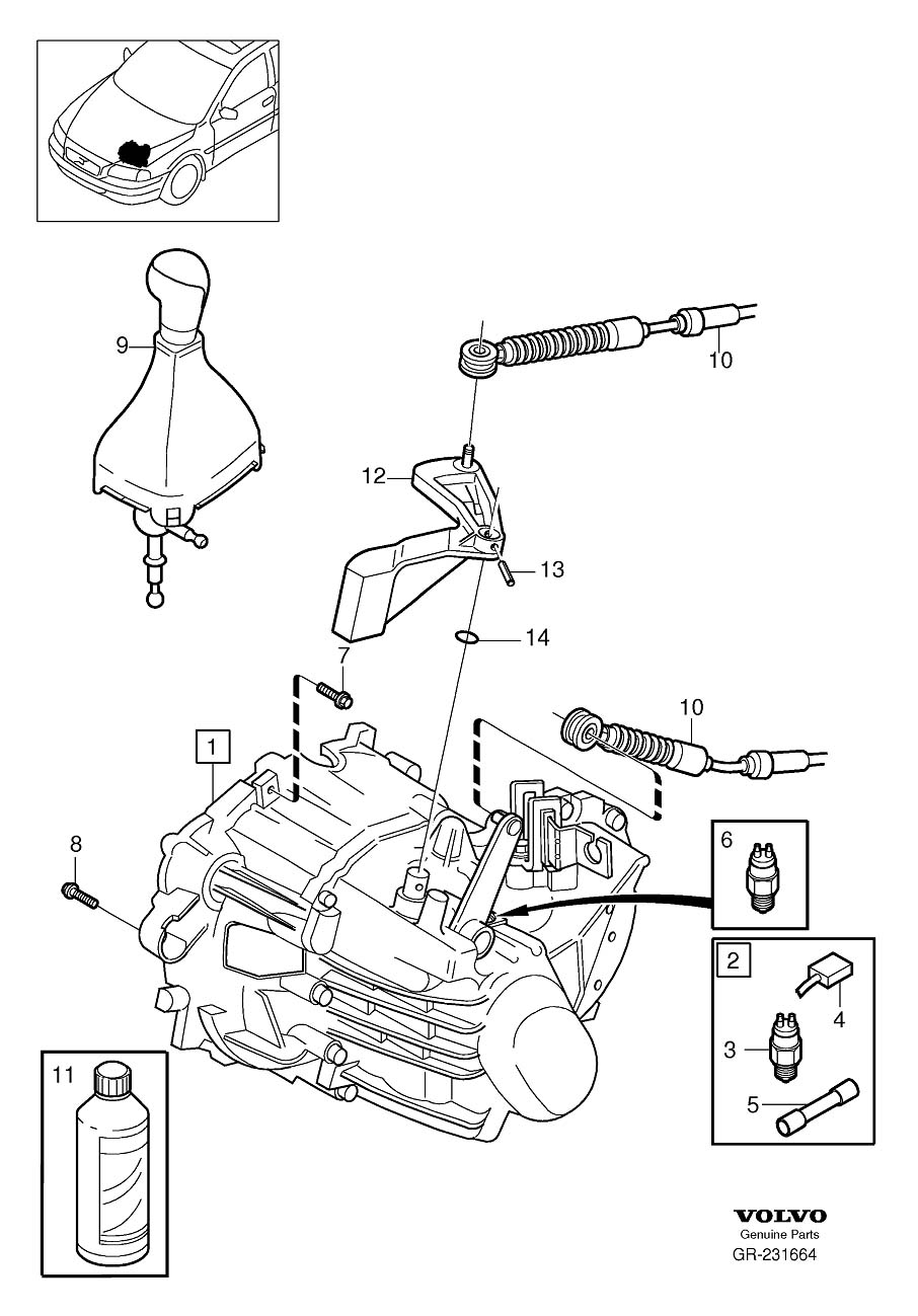 Diagram Gearbox, manual, manual transmission for your Volvo V70  