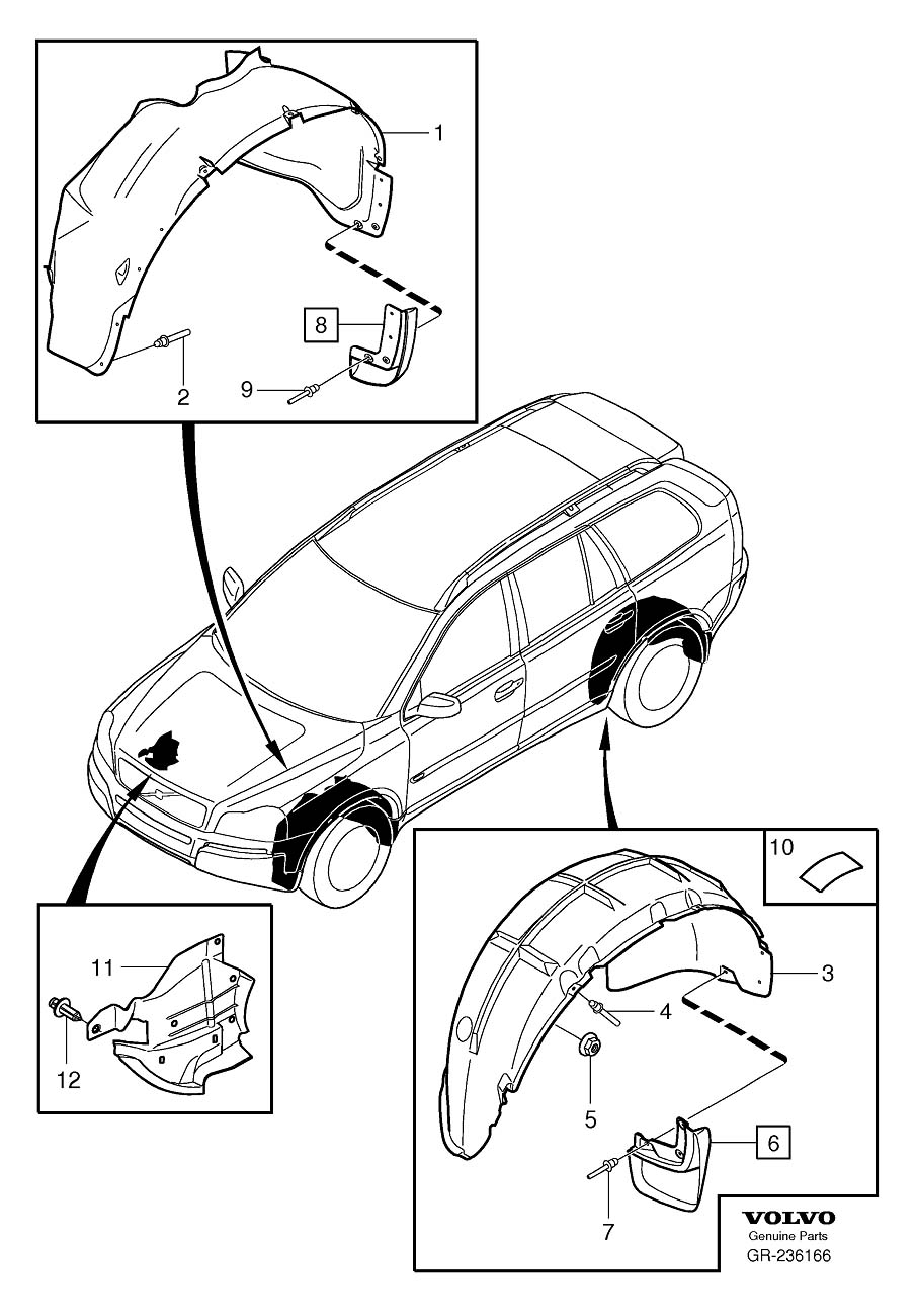 Diagram Mudflaps for your 2008 Volvo XC90   