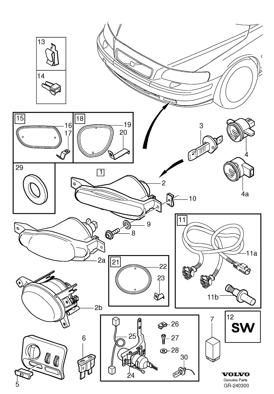 Diagram Fog lamp for your 2003 Volvo S60   