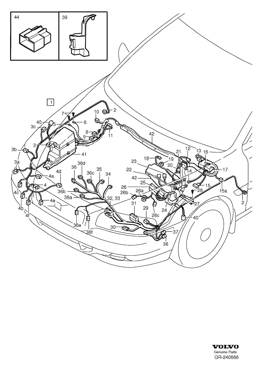 Diagram Cable harness engine compartment for your 2001 Volvo V70   