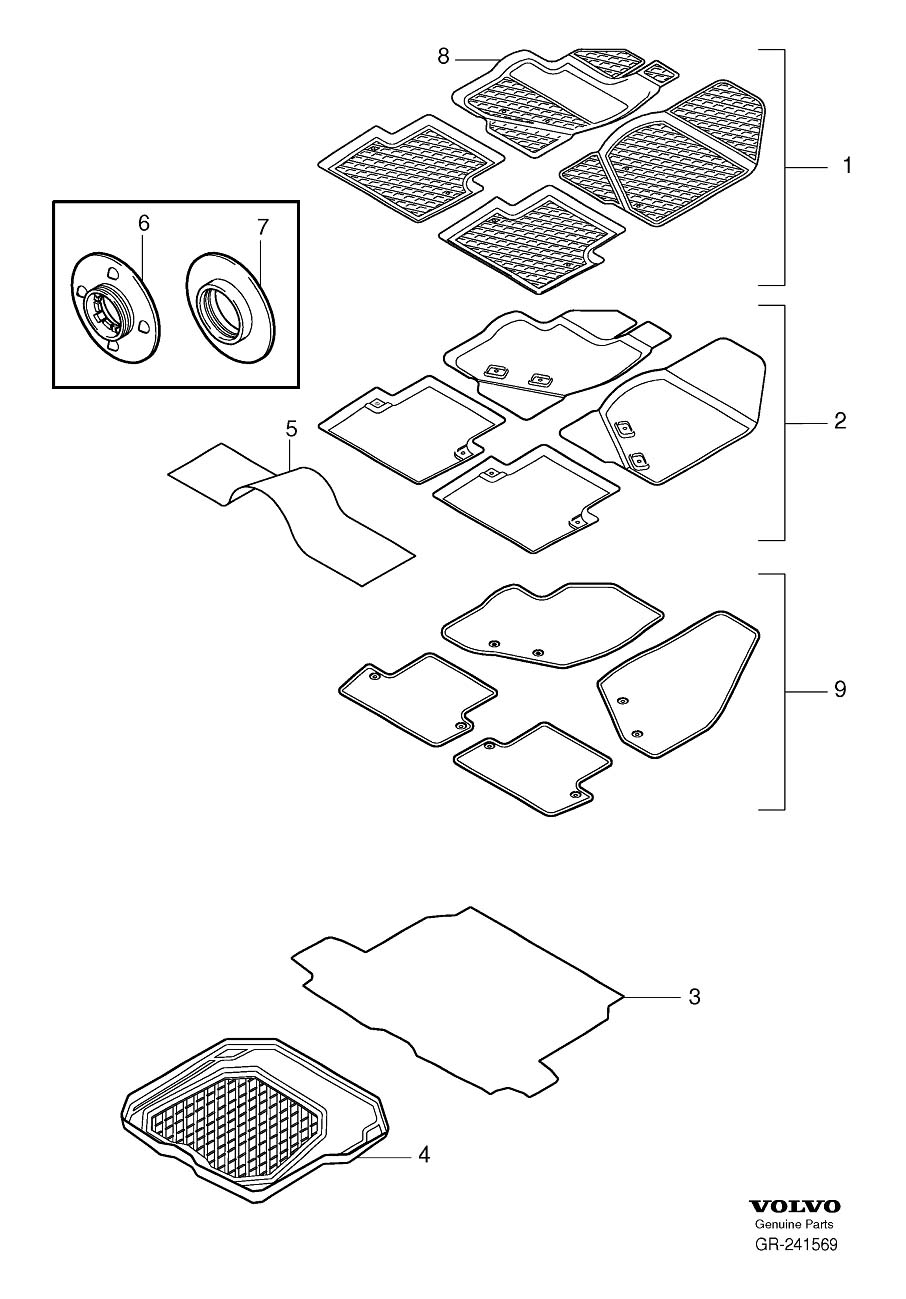 Diagram Insert mat for your 1999 Volvo V70   