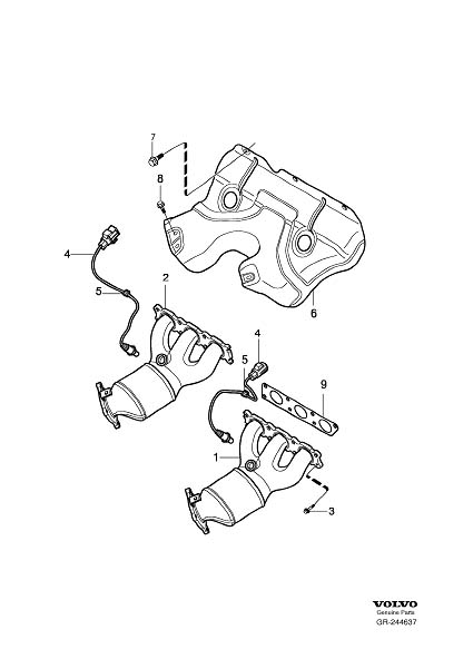 Diagram Exhaust manifold with catalytic converter for your 2012 Volvo XC60   