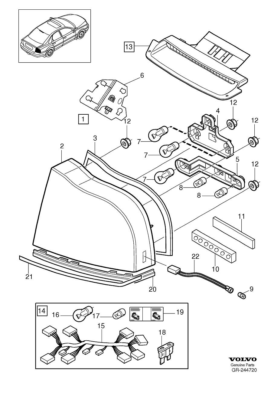 Full size assembly image of Taillights, rear lamps (1/6)