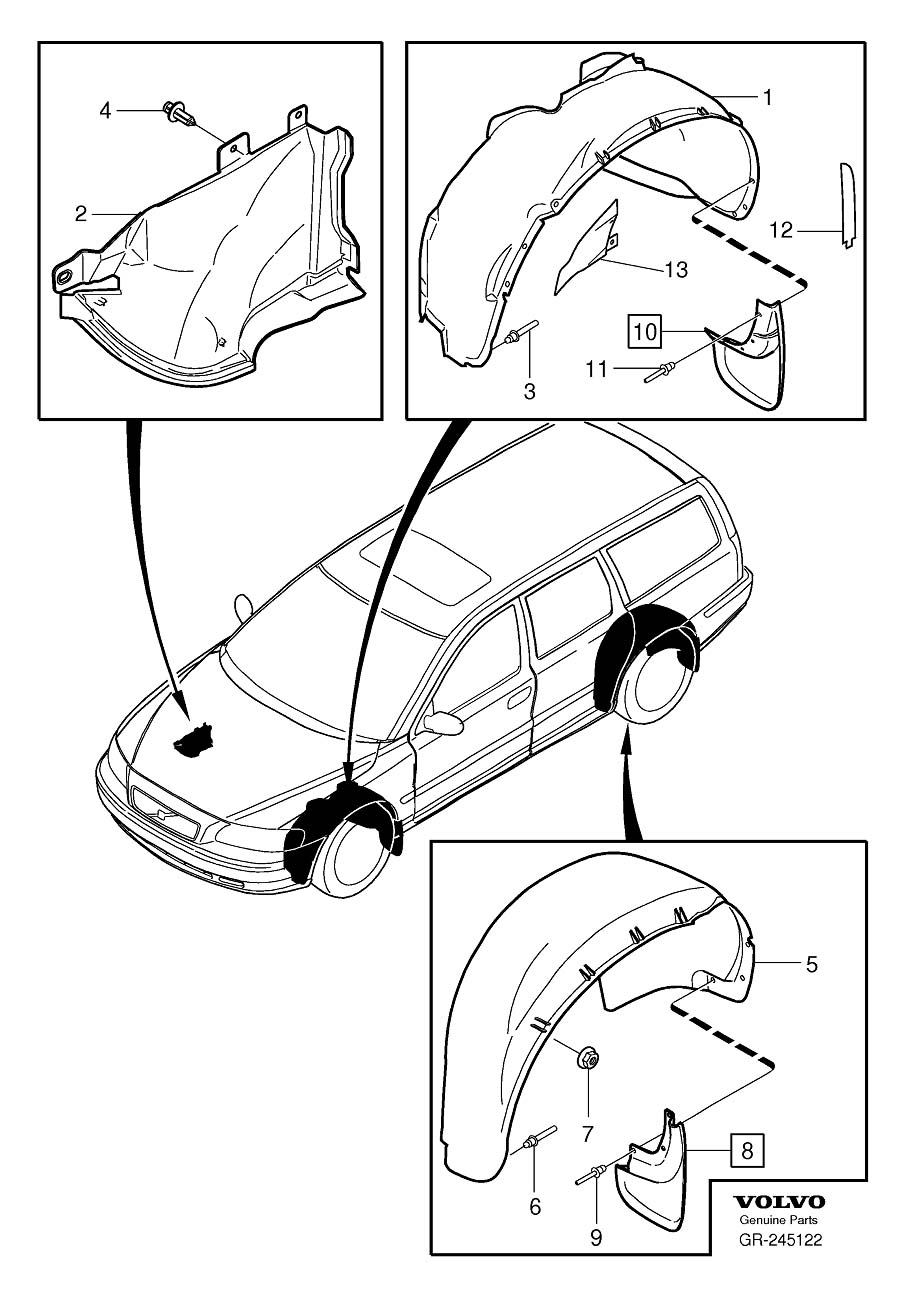 Diagram Mudflaps for your 2013 Volvo XC60   