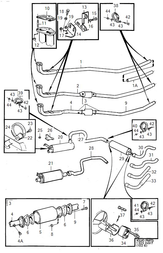 Diagram Exhaust system for your 1998 Volvo V70  2.3l 5 cylinder Turbo 