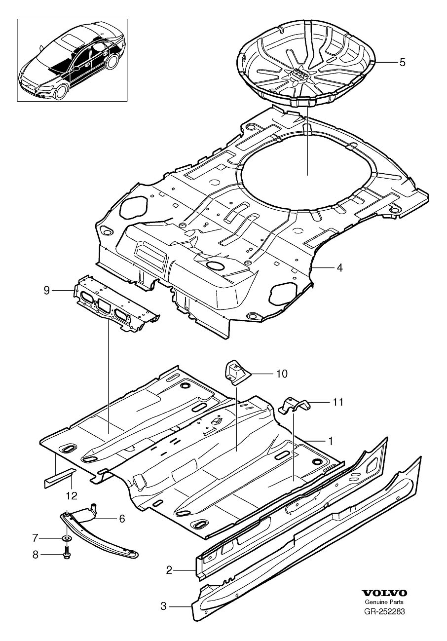 Diagram Floor section for your 2005 Volvo S40   