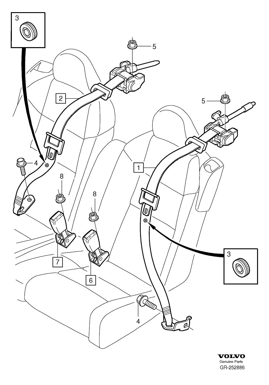 Diagram Rear seat belt for your 2018 Volvo XC60   