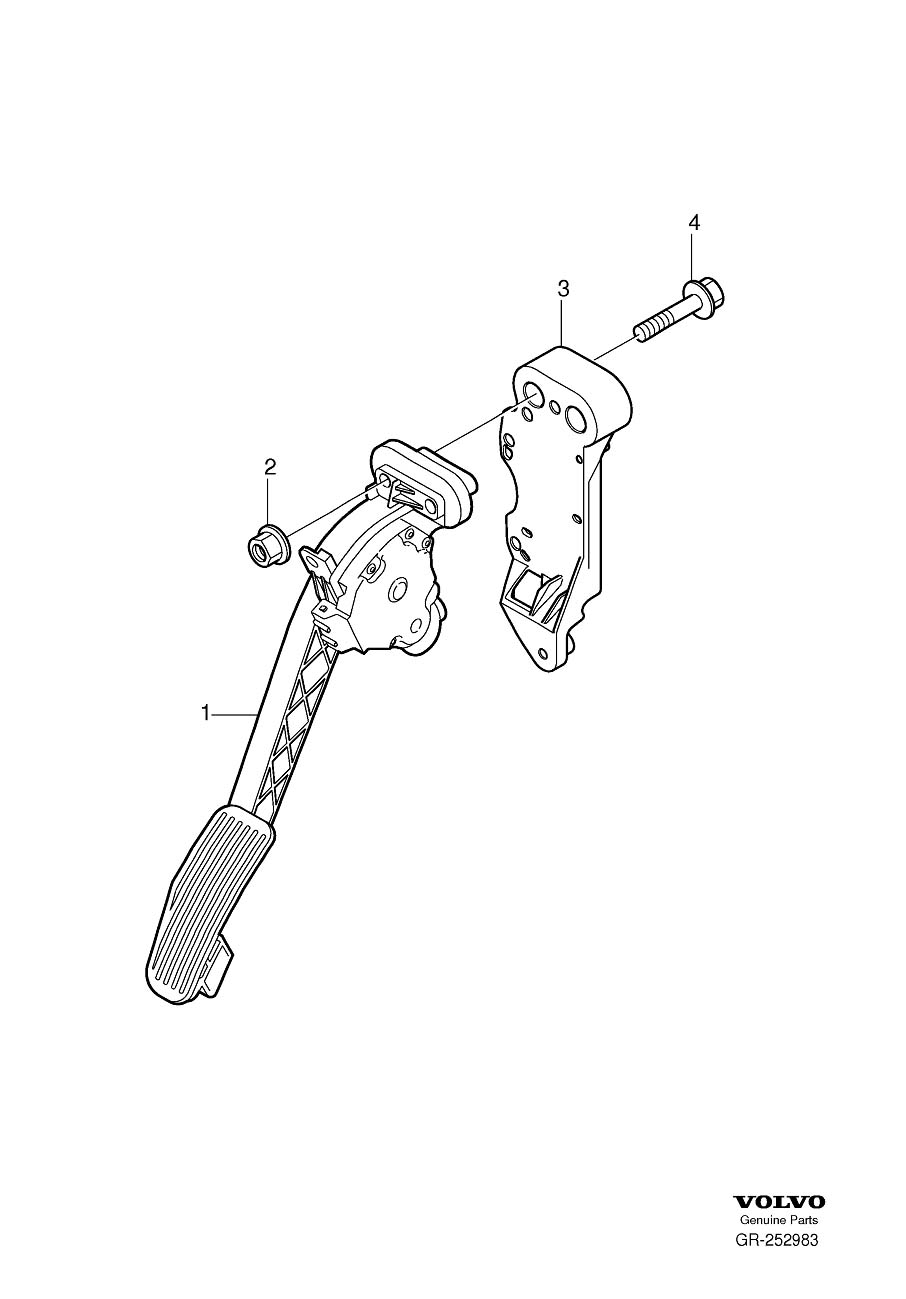 Full size assembly image of Accelerator pedal control, Throttle control (1/6)