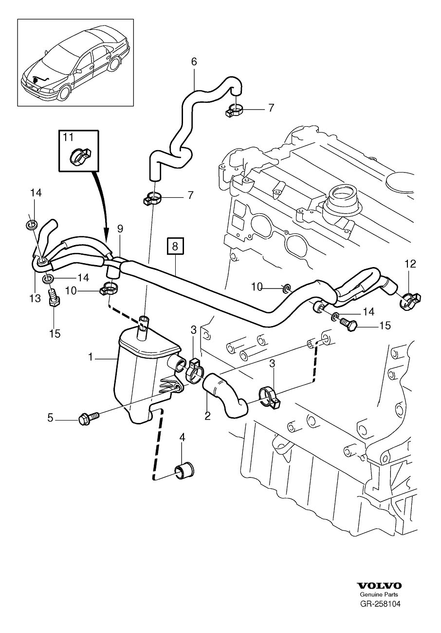 Diagram Crankcase ventilation for your Volvo V70  