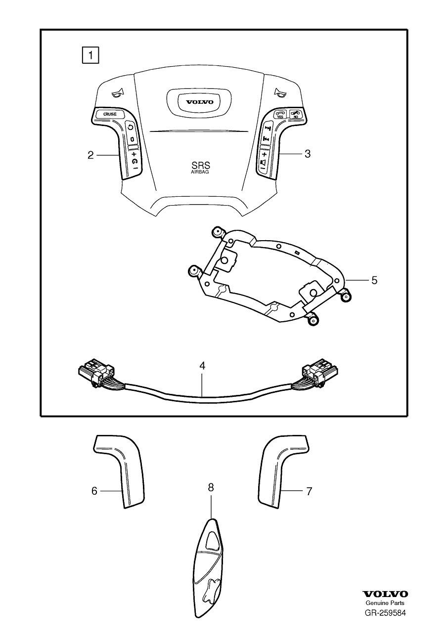Diagram Switch in steering wheel for your 2002 Volvo S40   