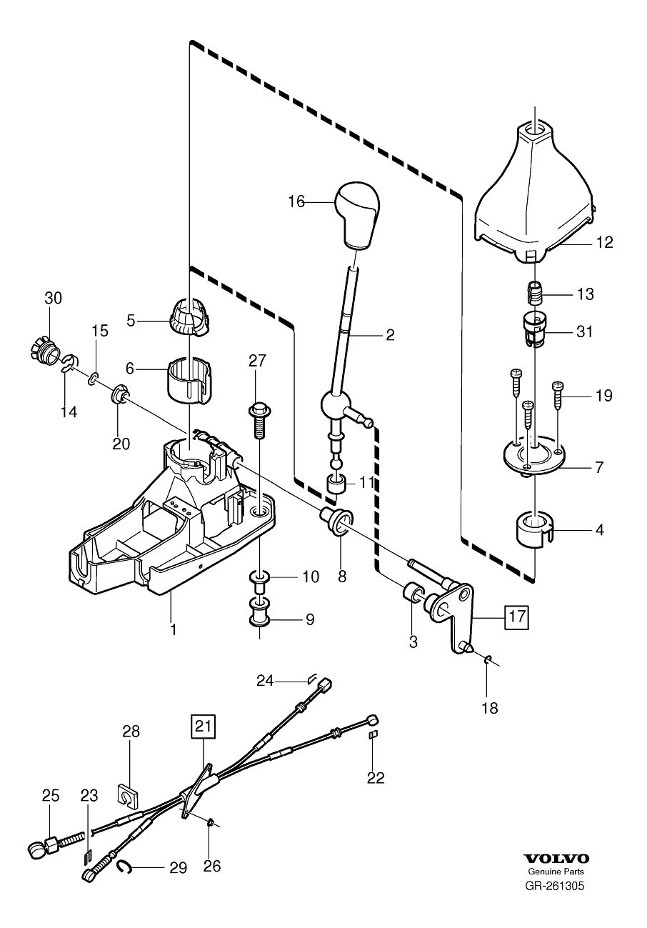 Diagram Shift control, gearshift for your 2002 Volvo S60   