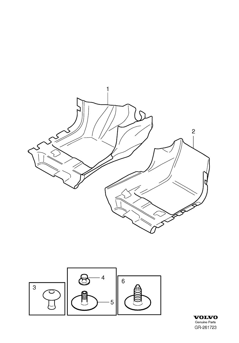 Diagram Floor upholstery front for your Volvo S40  
