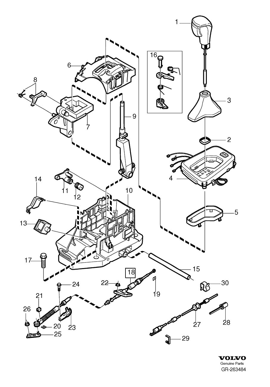 Diagram Shift control, gearshift for your Volvo S60  