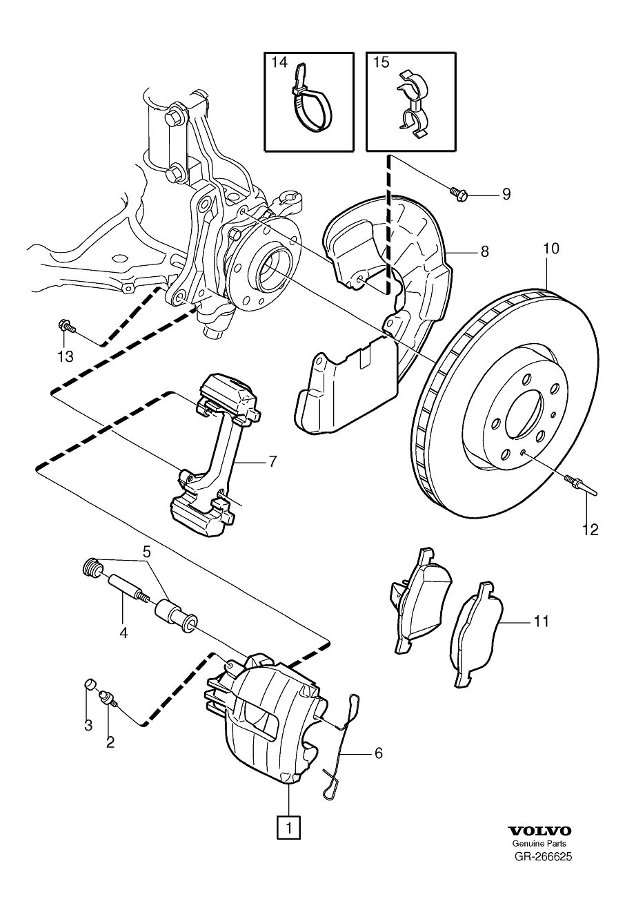 Diagram Front wheel brake for your 2006 Volvo S60   
