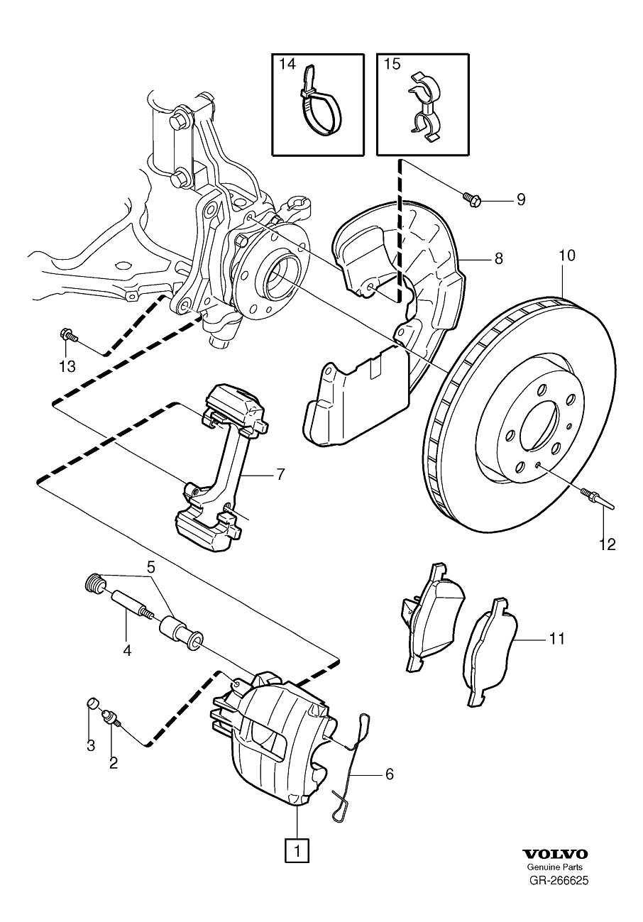 Diagram Front wheel brake for your 2001 Volvo S40   