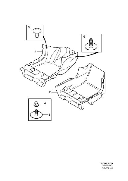 Diagram Floor upholstery front for your Volvo C30  