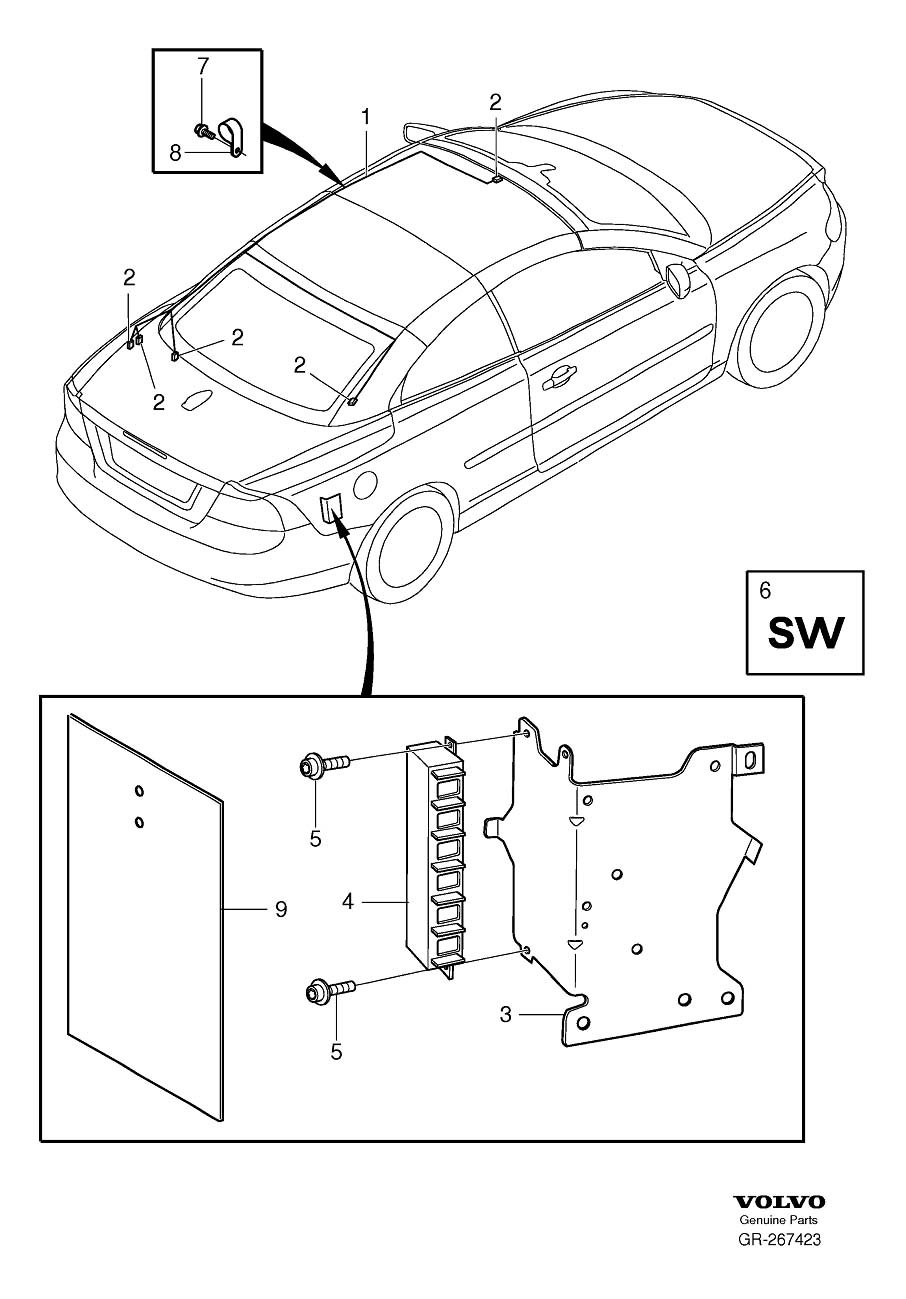 Diagram Control system, sensor cabriolet for your Volvo
