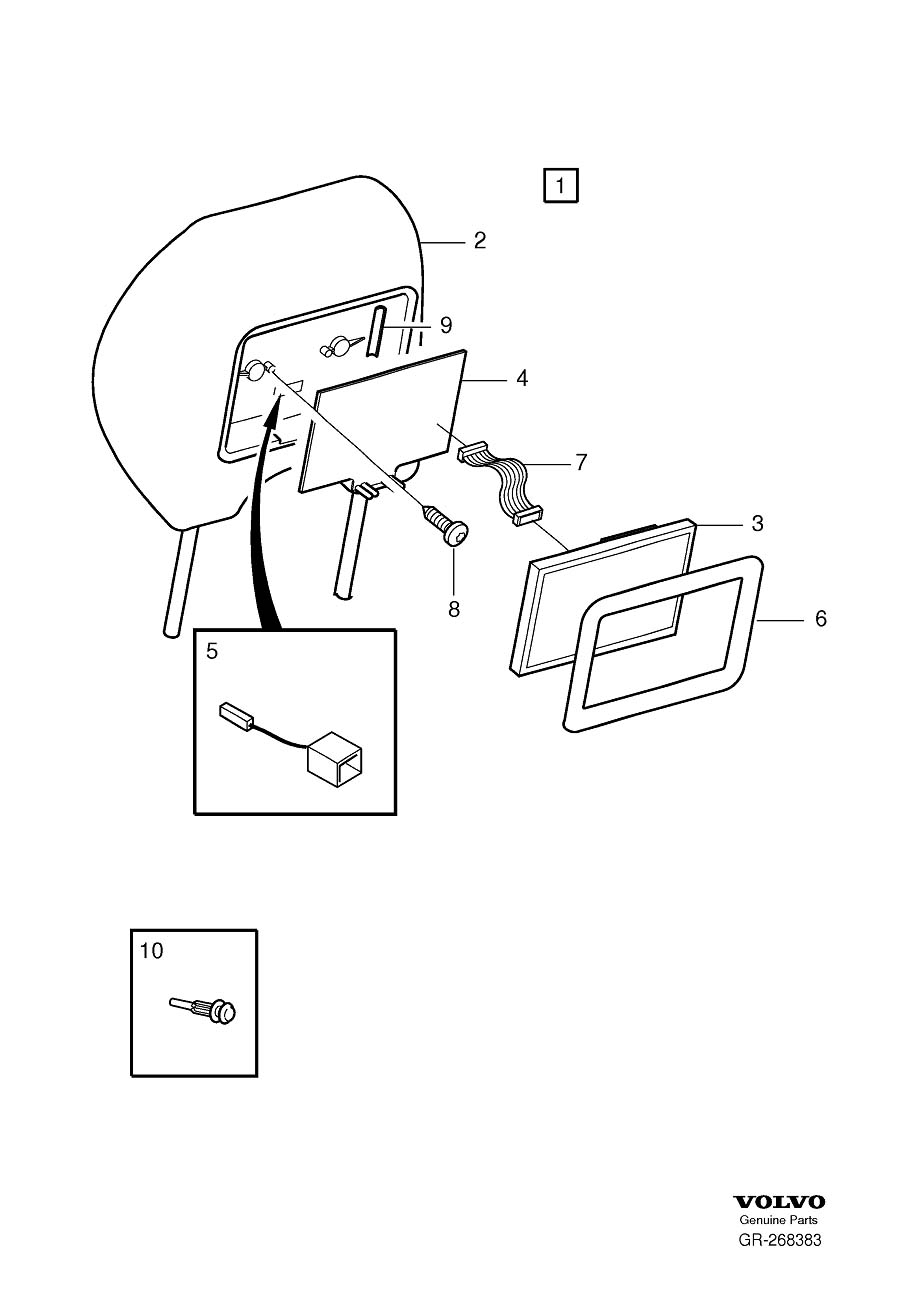 Full size assembly image of Head restraint front (1/6)